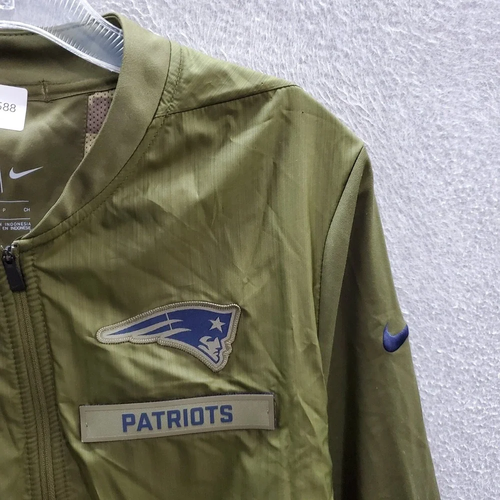 New England Patriots Men Jacket Small Olive Salute To Service USA Nike Full‎ Zip